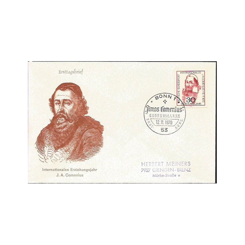 Niemcy 1970, J. A. Komeński. FDC