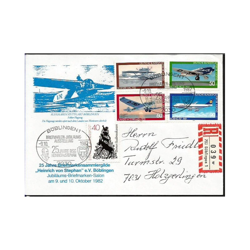 Niemcy 1982, H. von Stephan, UPU. Boblingen, polecony