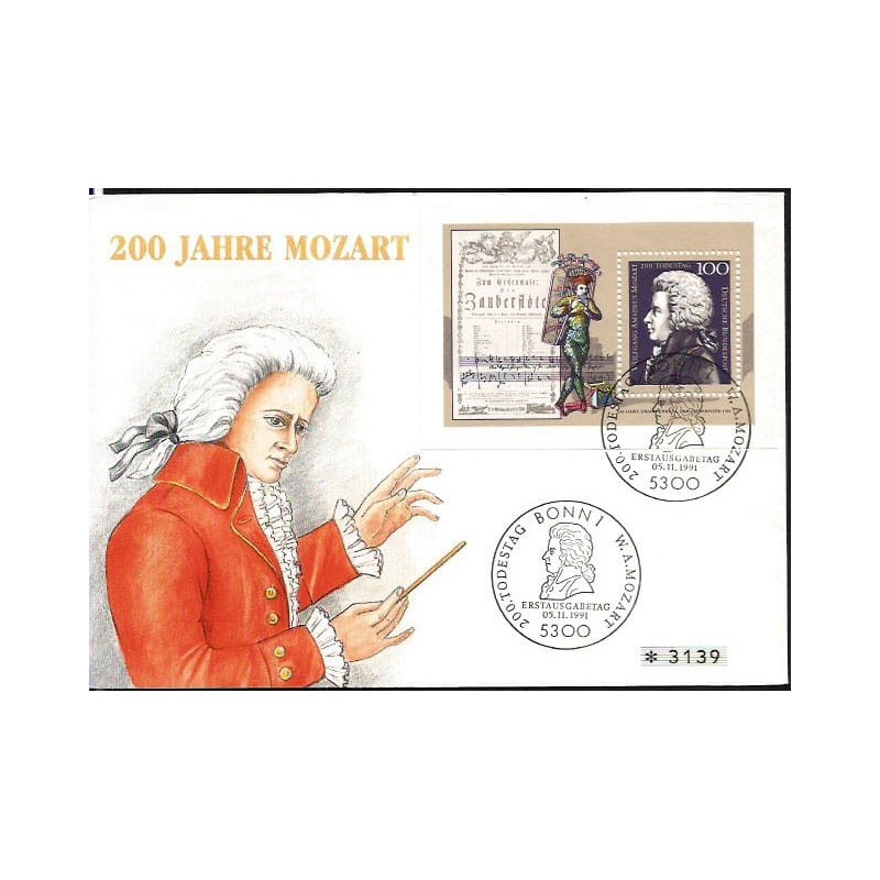 Niemcy 1991, W. A. Mozart, muzyka. FDC
