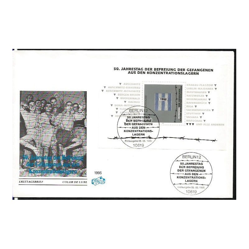 Niemcy 1995, Obozy koncentracyjne: Auschwitz, Kraków, Lublin, Stutthof, Majdanek, Warszawa. FDC