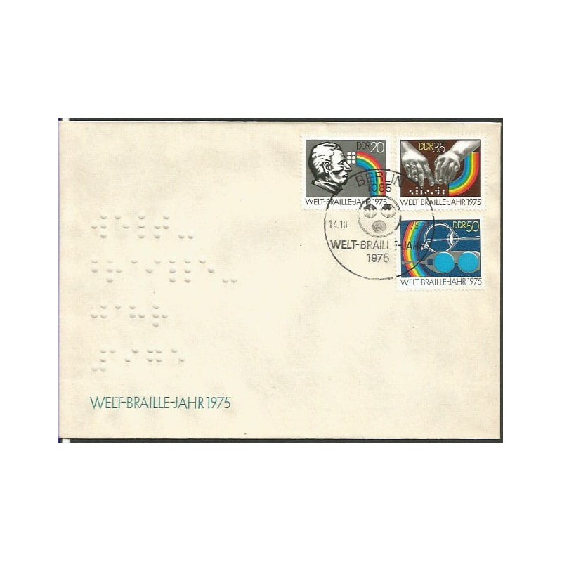 Niemcy NRD 1975, Louis Braille, medycyna. FDC