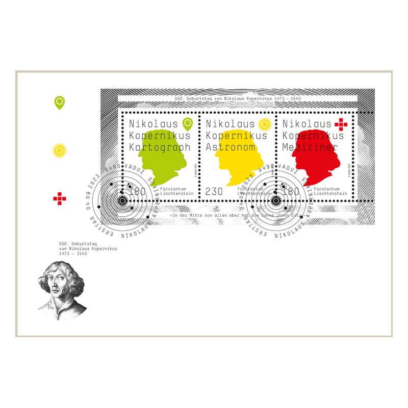 Liechtenstein 2023, Mikołaj Kopernik, 550. rocznica urodzin. FDC