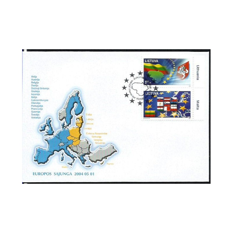 Litwa 2004, Unia Europejska, polska flaga. FDC
