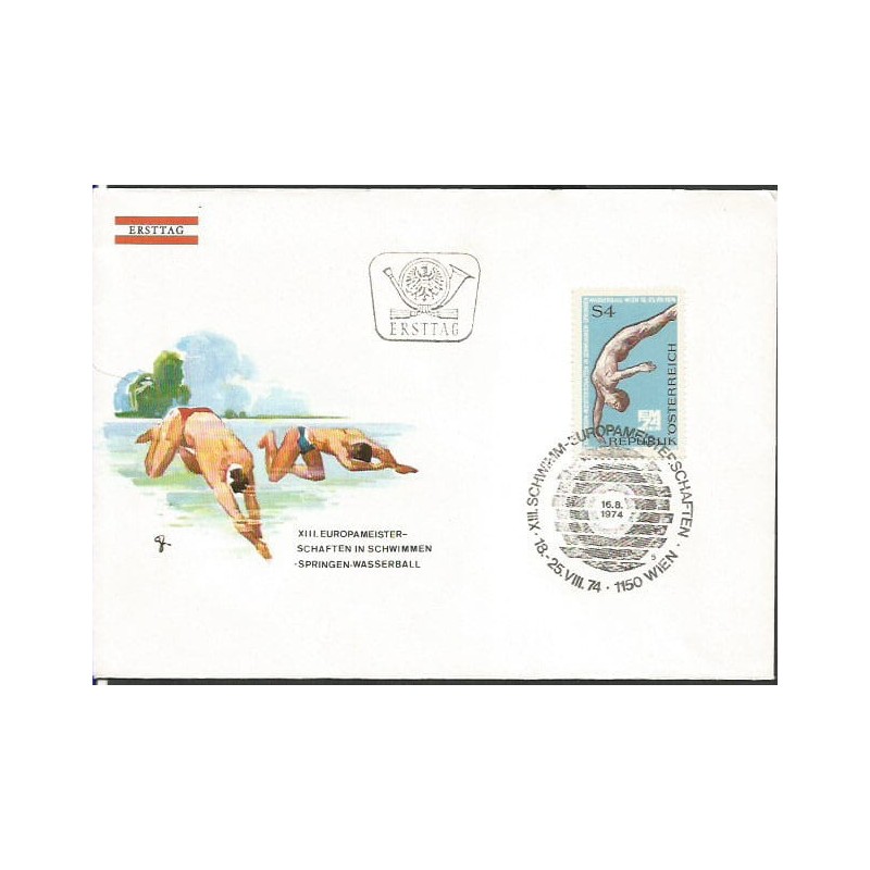 Austria 1974, Pływanie. FDC