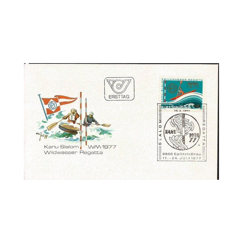 Austria 1977, Kajak, kajakarstwo. FDC