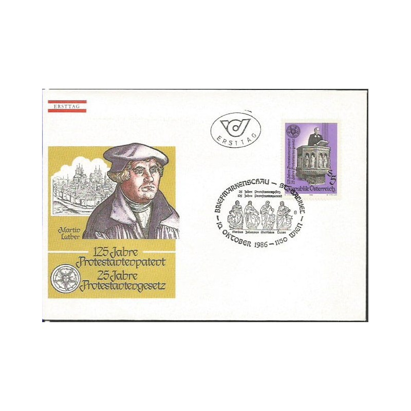 Austria 1986, Reformacja, protestantyzm, apostołowie. FDC
