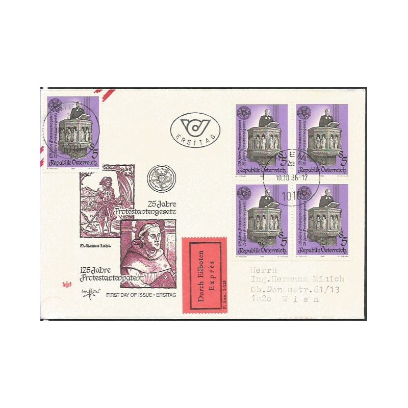 Austria 1986, Reformacja, protestantyzm, apostołowie. FDC