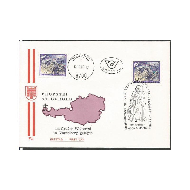 Austria 1986, Św. Gerold, Święty Gabriel. FDC