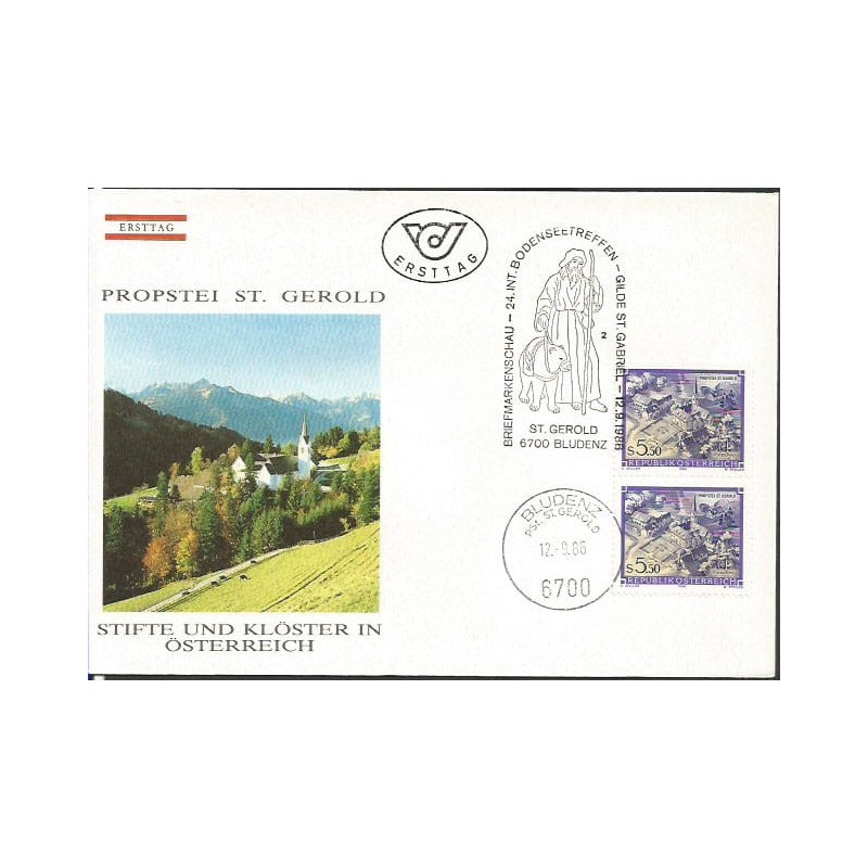 Austria 1986, Św. Gerold, Święty Gabriel. FDC
