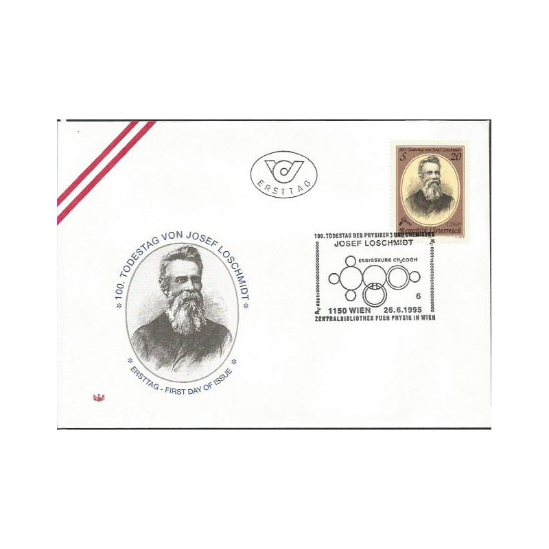 Austria 1995, Josef Loschmidt, fizyka, chemia. FDC