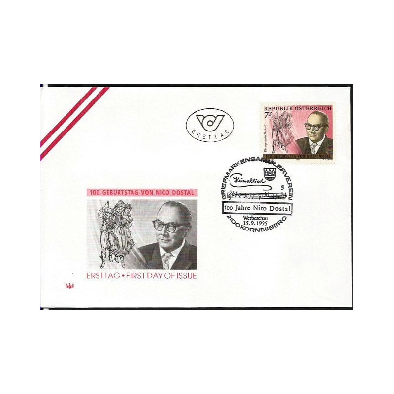 Austria 1995, Muzyka, Nico Dostal. FDC