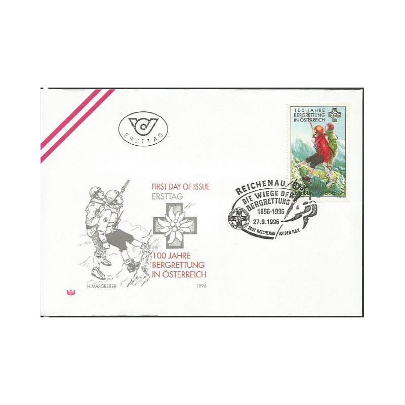 Austria 1996, Góry, ratownictwo. FDC