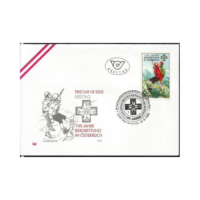 Austria 1996, Góry, ratownictwo. FDC