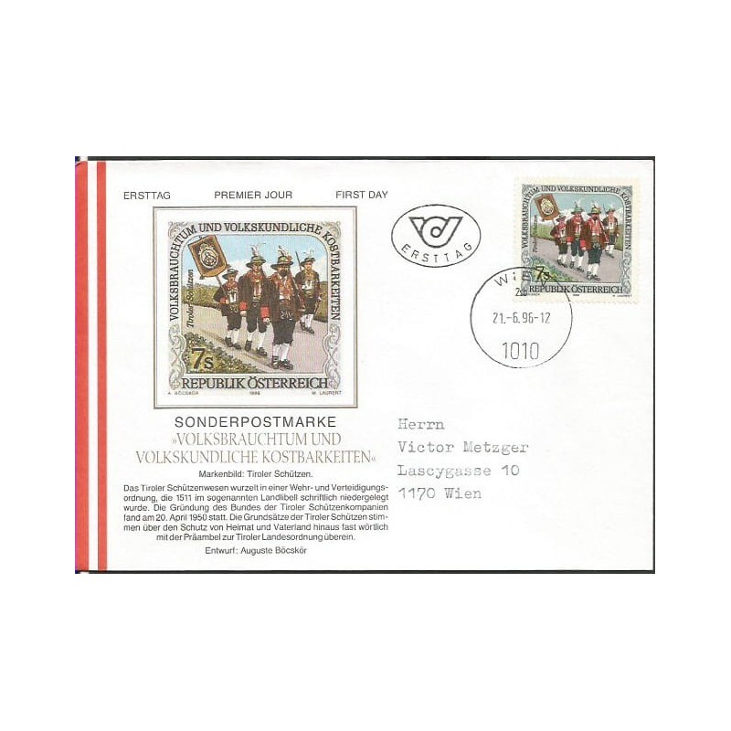 Austria 1996, Strzelectwo, bractwo kurkowe. FDC