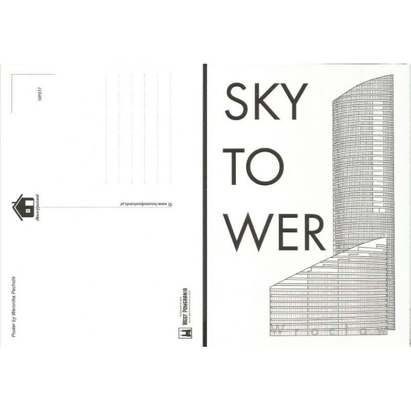 Wrocław, wieżowiec Sky Tower, architektura. Widokówka - plakat