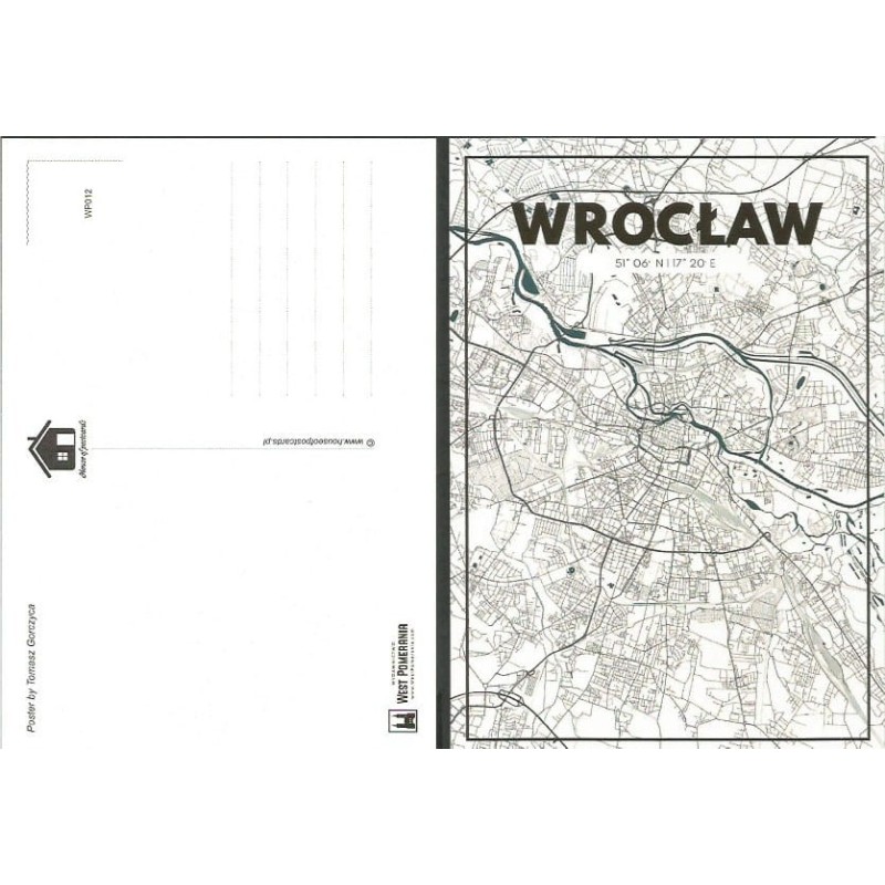 Wrocław, mapa. Widokówka - plakat