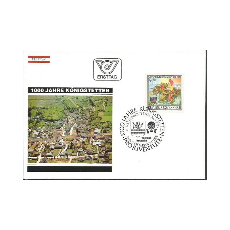 Austria 1985, 1000-lecie miasta Königstetten, herb. FDC