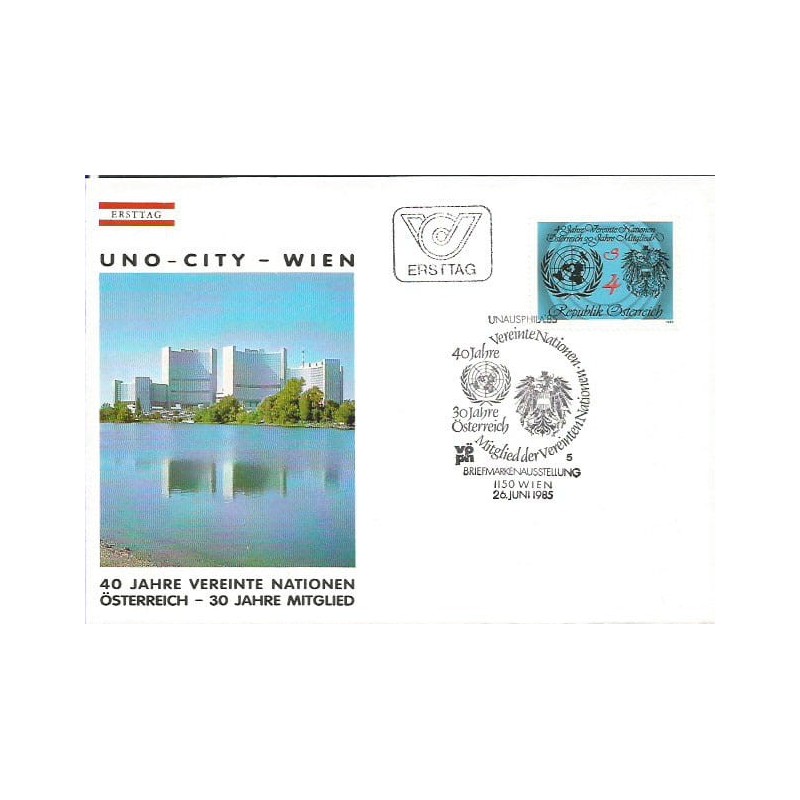 Austria 1985, 40. rocznica powstania ONZ. FDC
