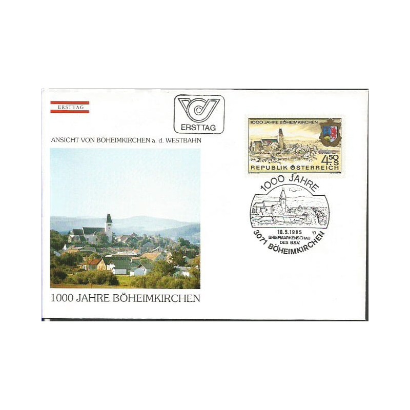 Austria 1985, Böheimkirchen, 1000-lecie, kościół. FDC
