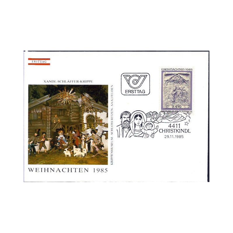 Austria 1985, Boże Narodzenie, Christkindl. FDC