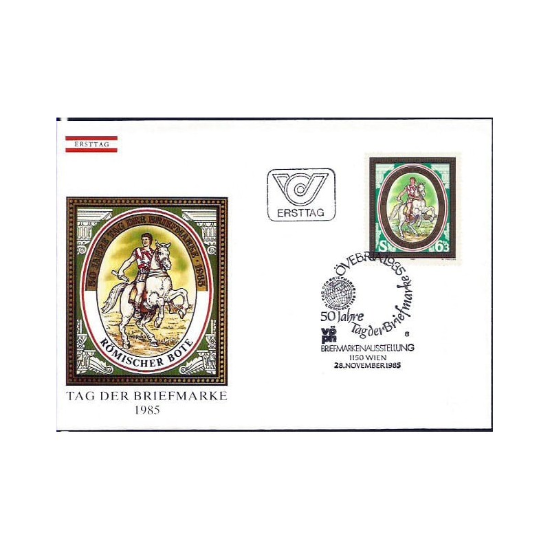 Austria 1985, Dzień Znaczka, poczta, goniec. FDC