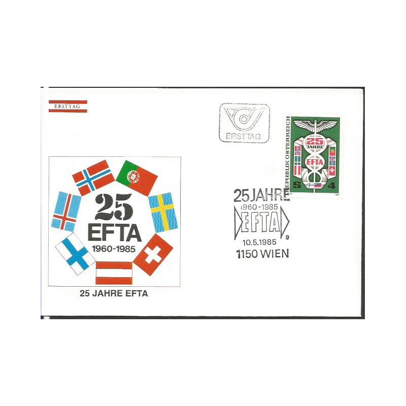Austria 1985, EFTA, 25. rocznica, Unia Europejska. FDC