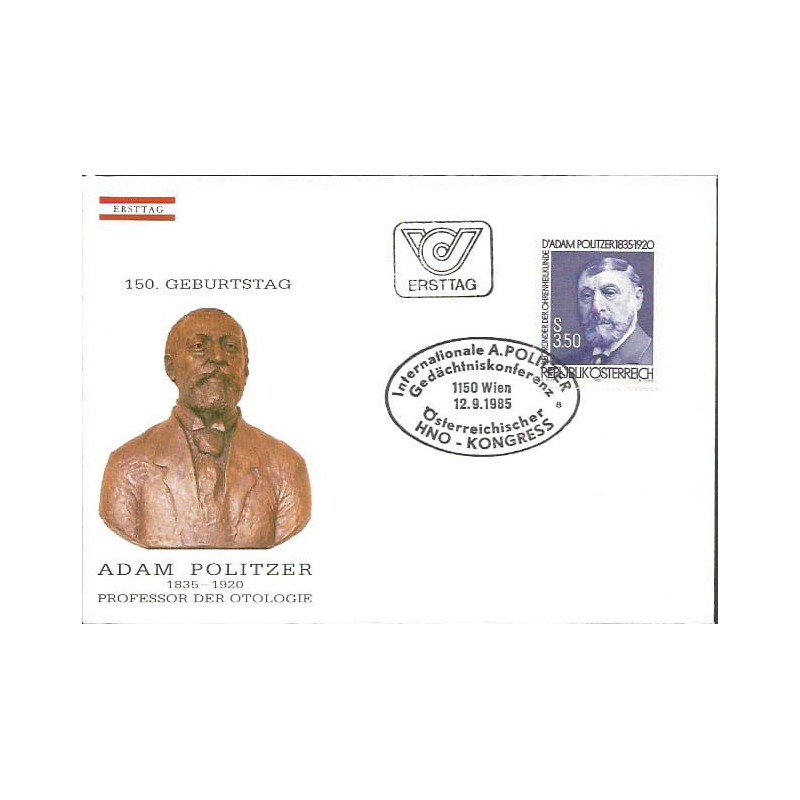 Austria 1985, Medycyna, Adam Politzer. FDC