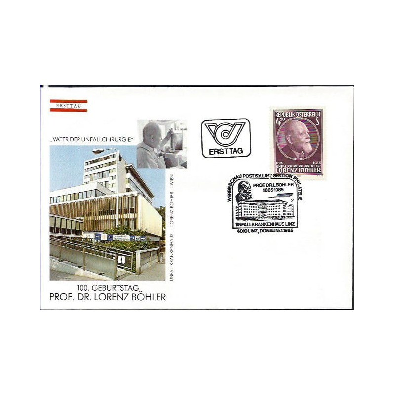Austria 1985, Medycyna, Lorenz Böhler. FDC