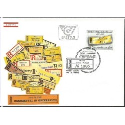 Austria 1985, Nalepki polecenia, erki. 100-lecie. FDC