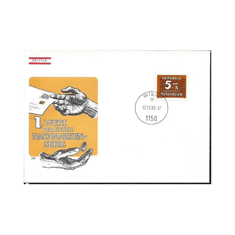 Austria 1985, Znaczki dopłaty pocztowej, dopłata. FDC