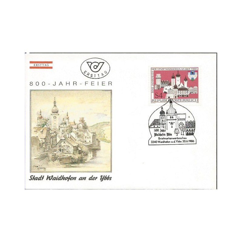 Austria 1986, 800-lecie miasta Waidhofen nad Ybbs. FDC