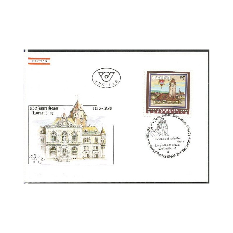 Austria 1986, 850-lecie miasta Korneuburg. FDC