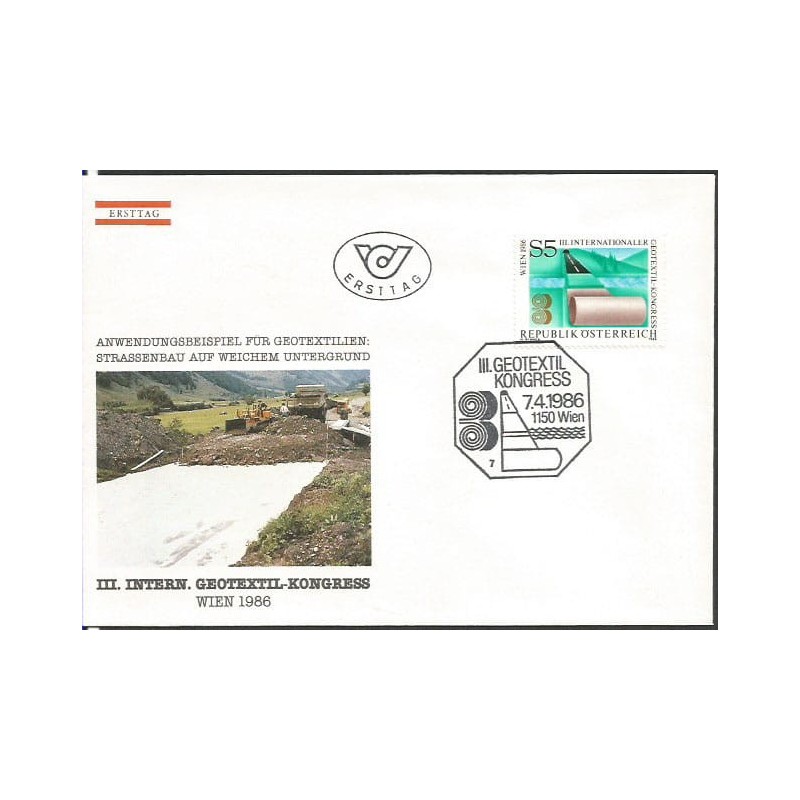 Austria 1986, Geologia, tkaniny, Międzynarodowa Konwencja Geotekstylna w Wiedniu. FDC