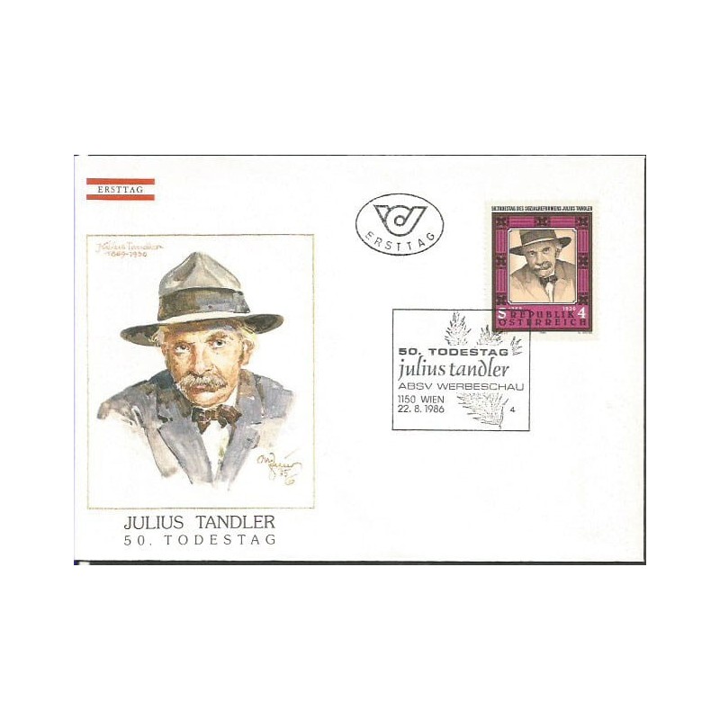 Austria 1986, Medycyna, polityka, Julius Tandler. FDC
