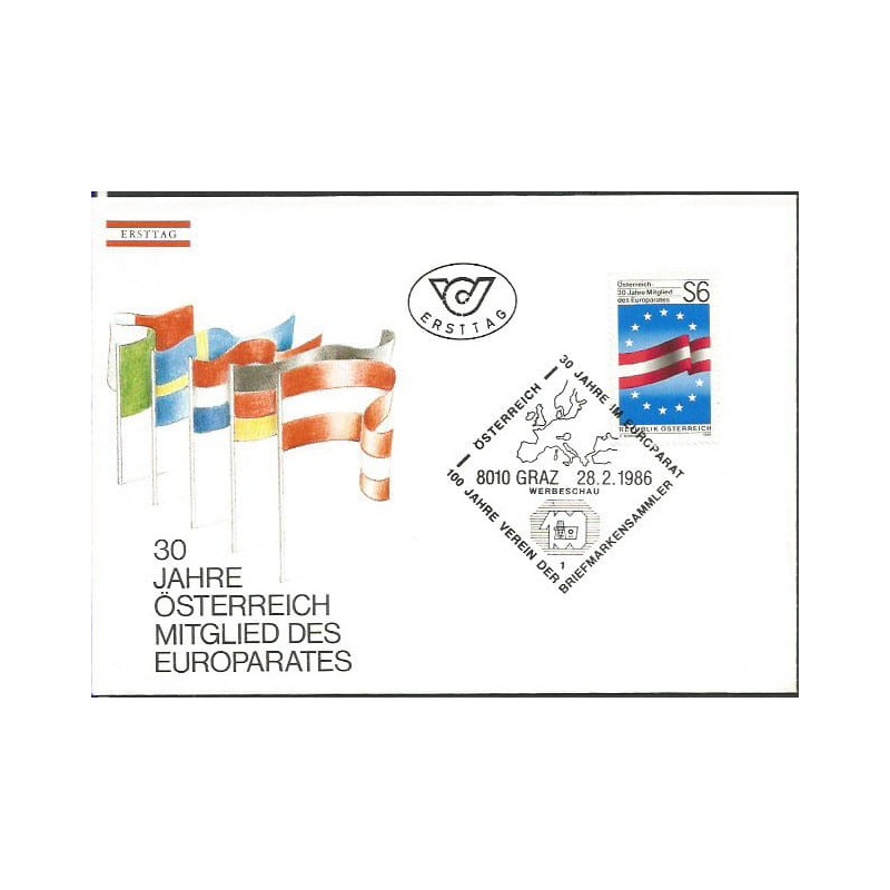 Austria 1986, Rada Europy. FDC