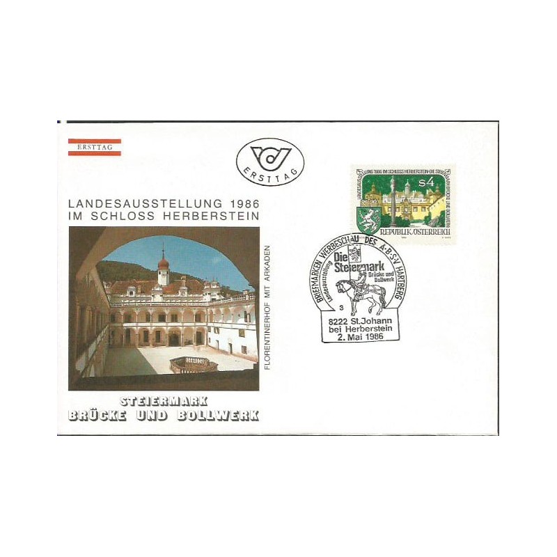 Austria 1986, Zamek Herberstein, rycerz. FDC