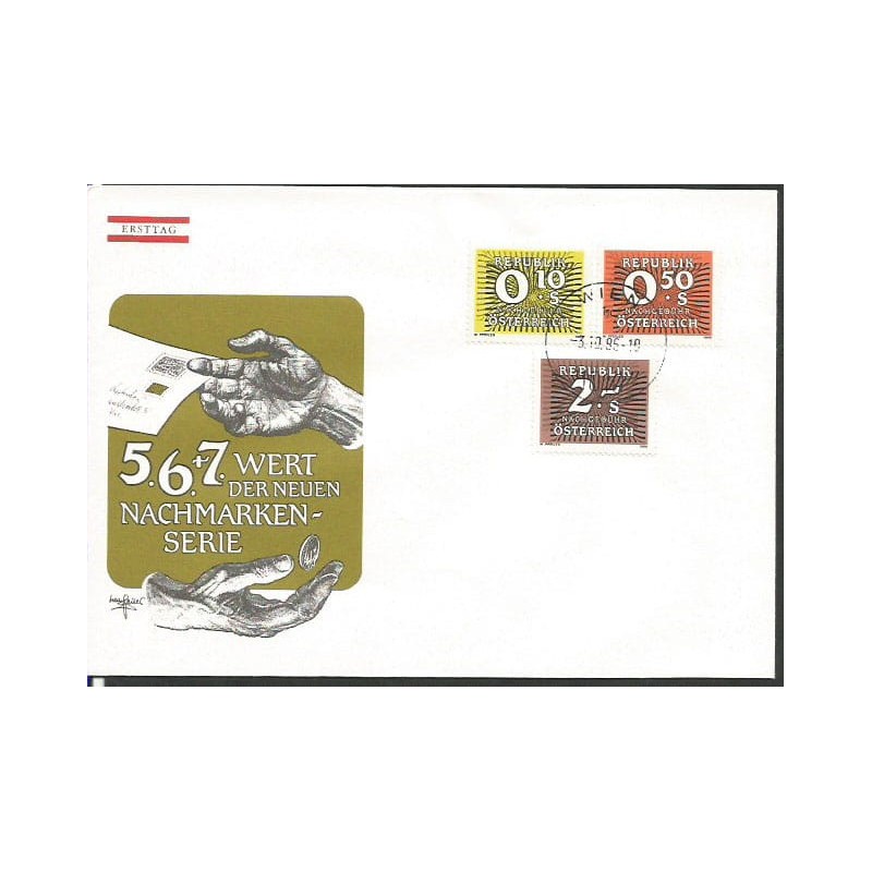 Austria 1986, Znaczki dopłaty pocztowej, dopłata. FDC