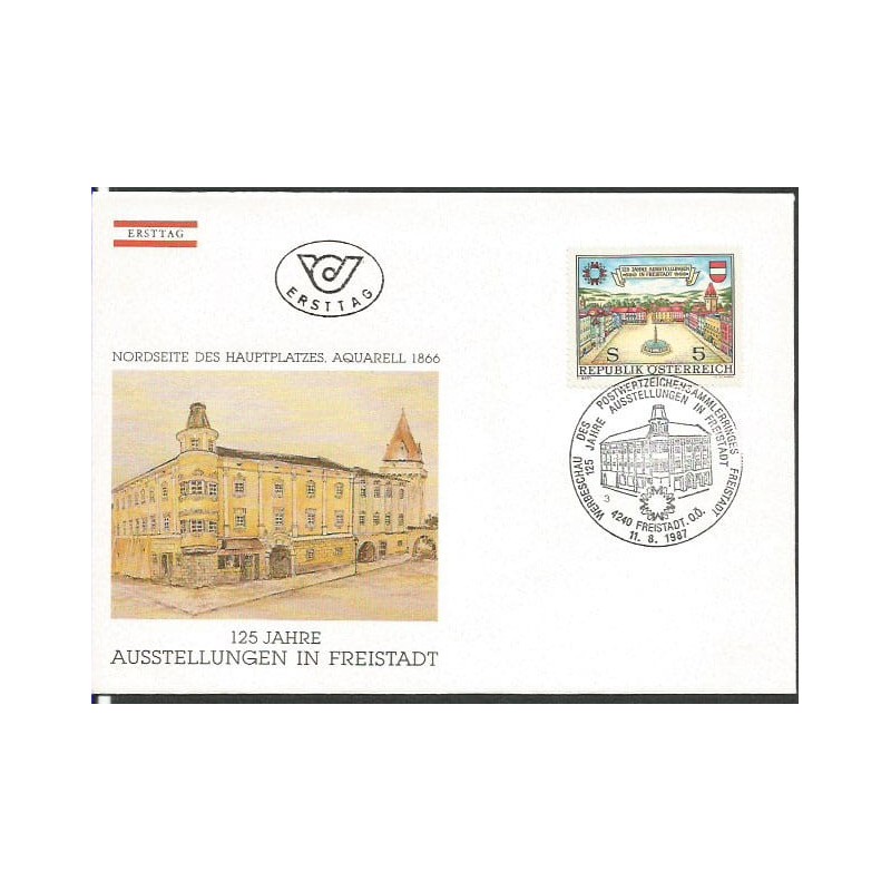 Austria 1987, 125. rocznica wystaw we Freistadt, architektura, zabytki. FDC