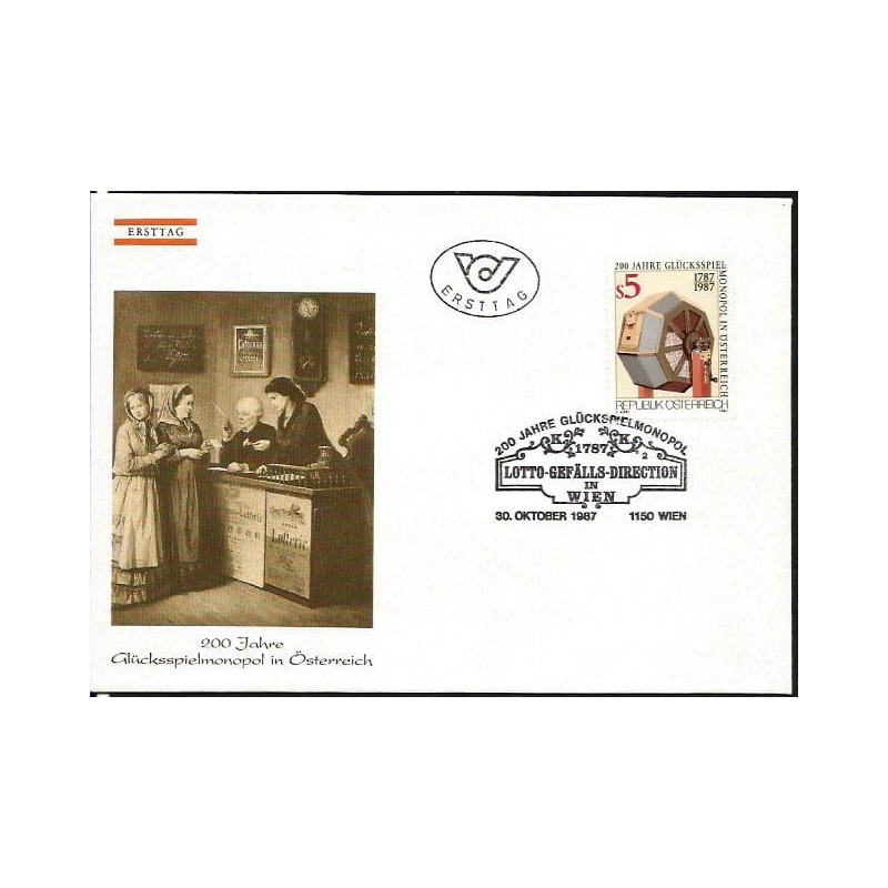 Austria 1987, Hazard, 200. rocznica austriackiego monopolu na gry hazardowe. FDC