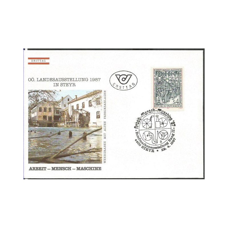 Austria 1987, Przemysł, praca, wystawa prowincji Górnej Austrii w Steyr. FDC