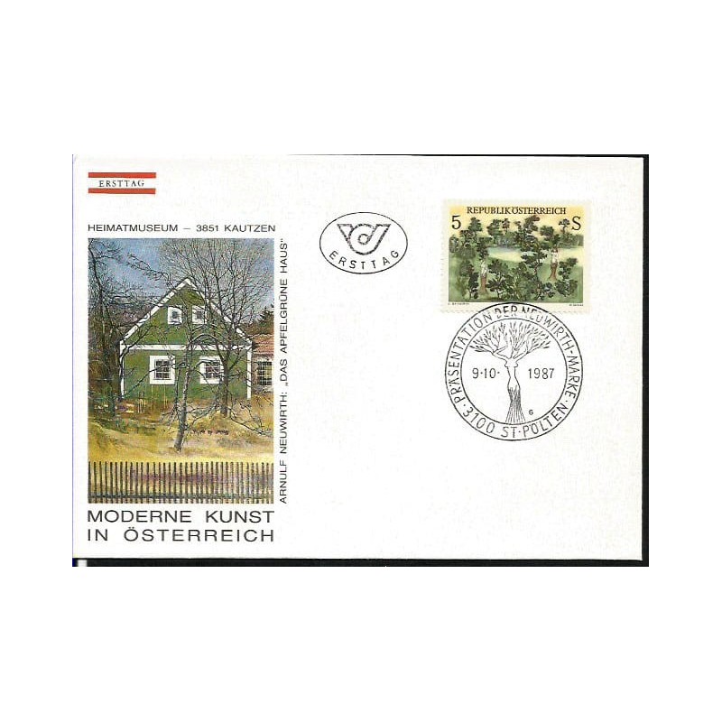 Austria 1987, Sztuka nowoczesna w Austrii, drzewo. FDC
