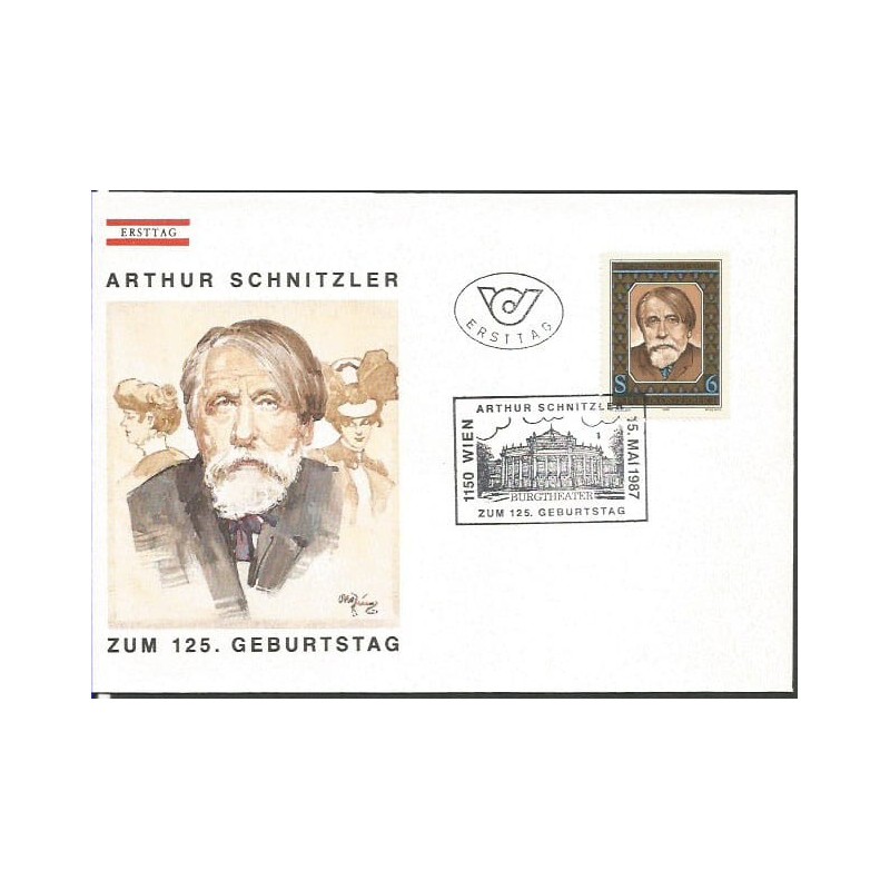 Austria 1987, Teatr, 125. rocznica urodzin Arthura Schnitzlera. FDC