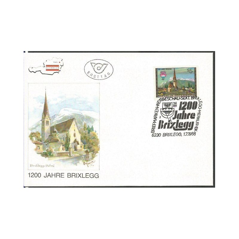 Austria 1988, 1200-lecie miasta Brixlegg, herb. FDC