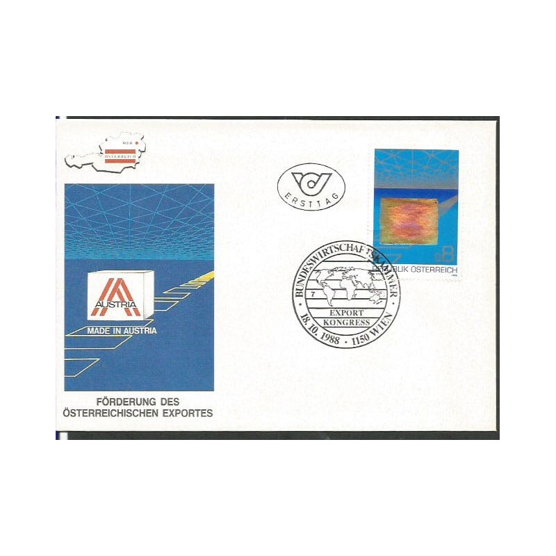 Austria 1988, Austriacki eksport, przemysł. Hologram. FDC