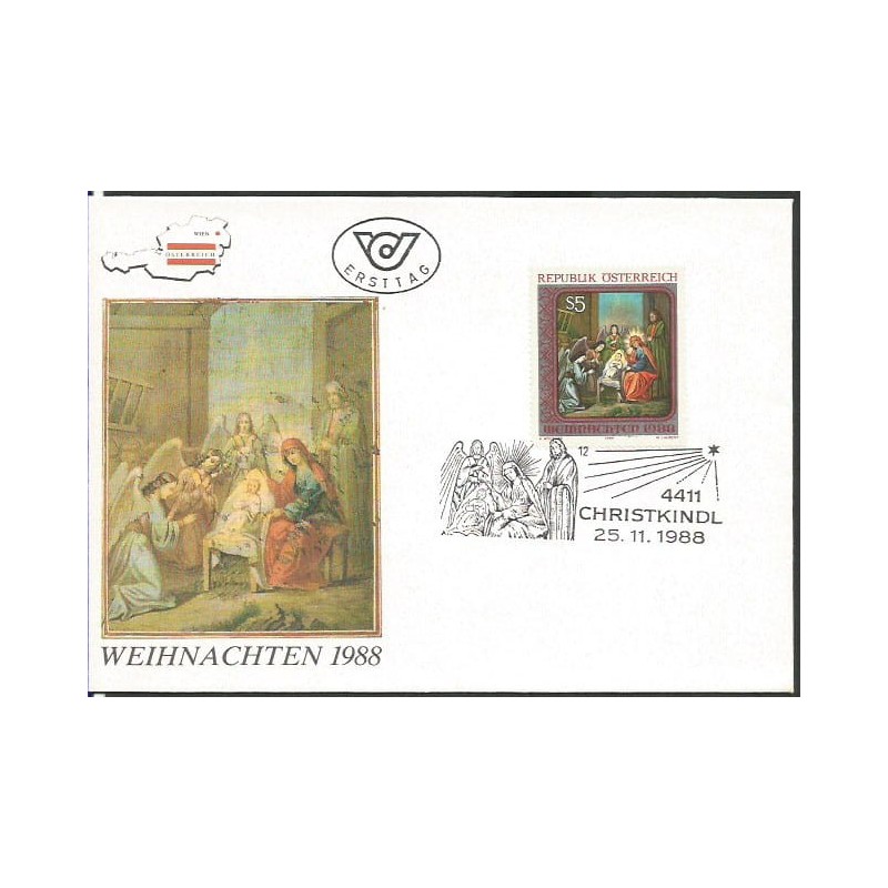 Austria 1988, Boże Narodzenie, Christkindl. FDC