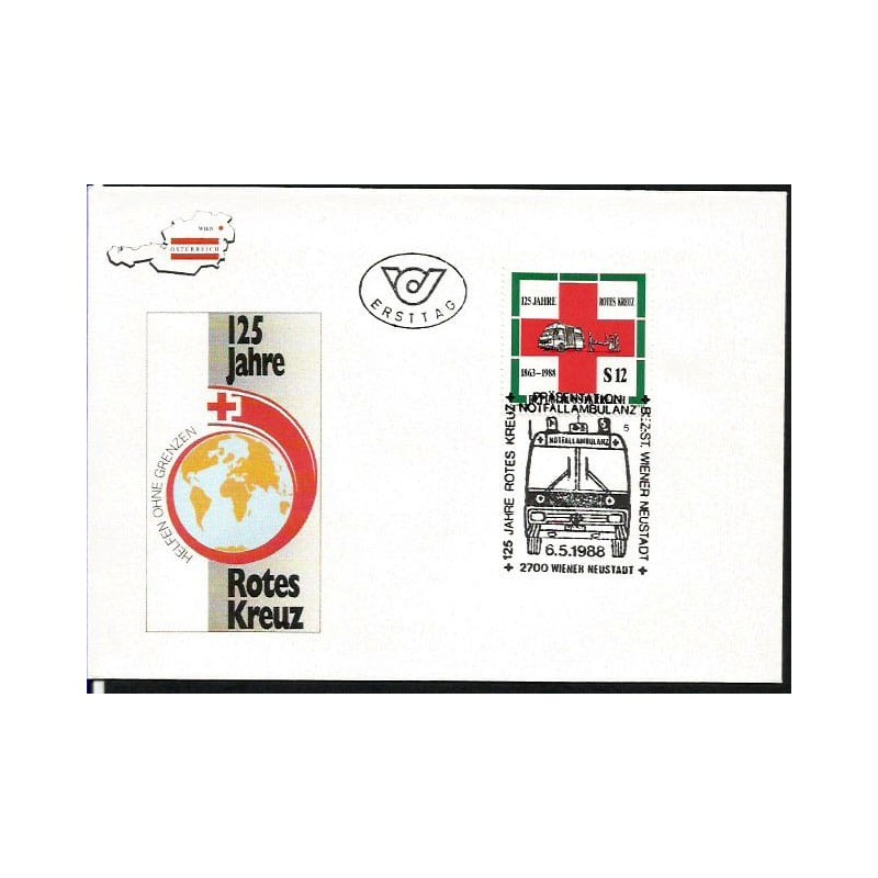 Austria 1988, Czerwony Krzyż, 125-lecie Czerwonego Krzyża. FDC