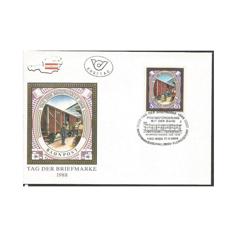 Austria 1988, Dzień Znaczka. Poczta kolejowa. FDC