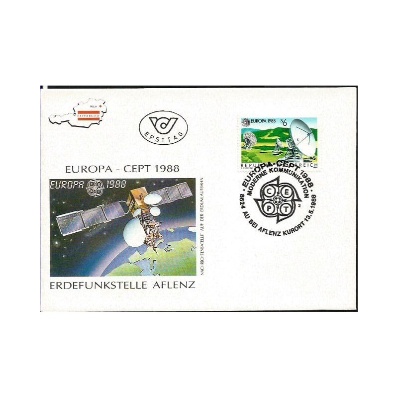Austria 1988, EUROPA CEPT, transport i komunikacja. FDC