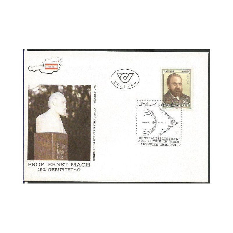 Austria 1988, Fizyka, 150. rocznica urodzin E. Macha. FDC