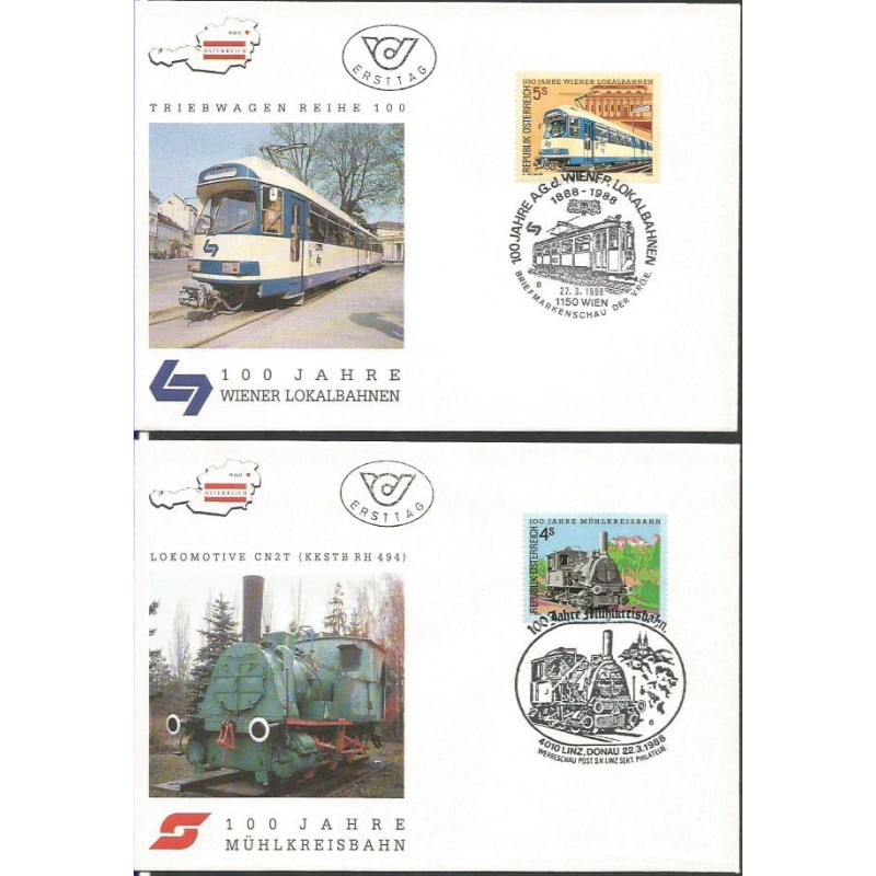 Austria 1988, Kolej, 100-lecie kolei Mühlkreis. 2 FDC